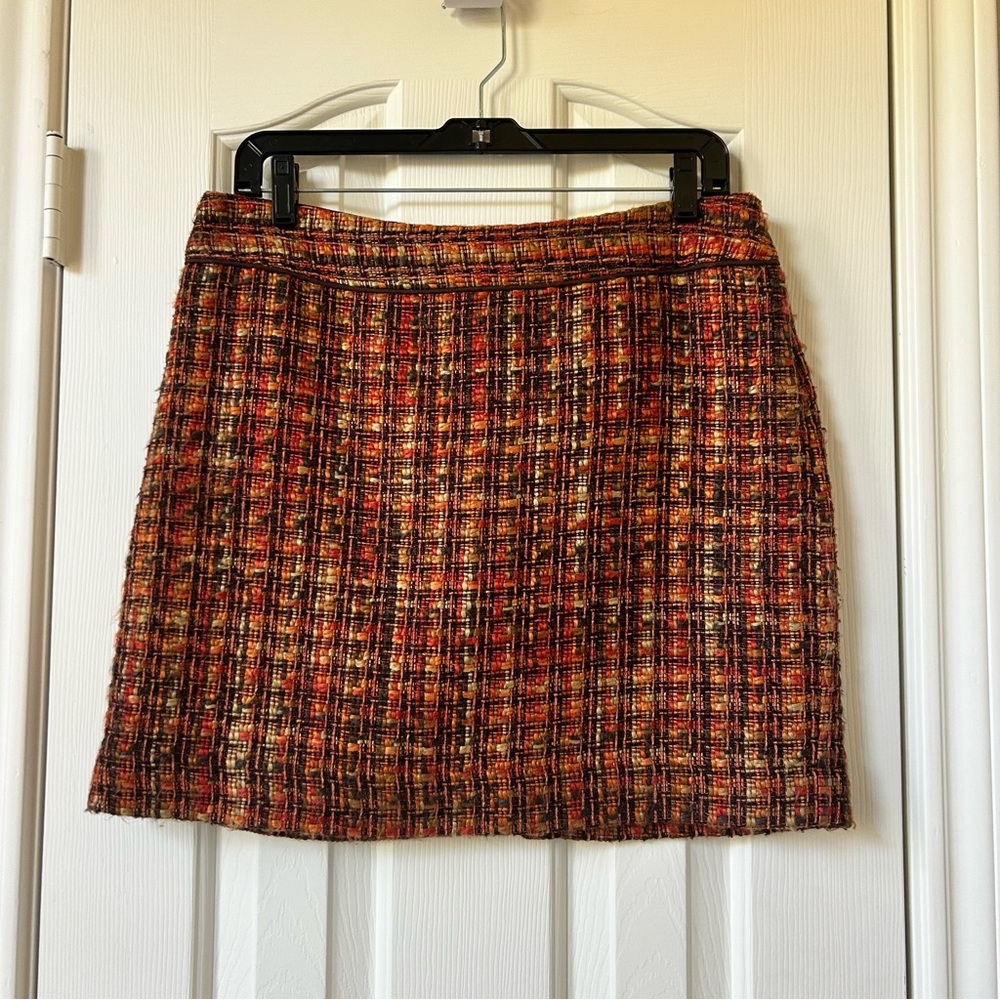 Outback Red Orange Wool Plaid Mini Skirt Size 8
